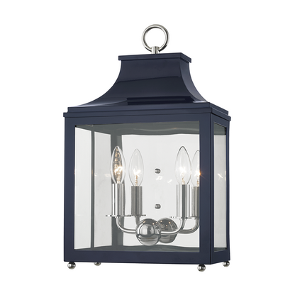 Mitzi by Hudson Valley Lighting Leigh Wall Sconce Polished Nickel, Navy