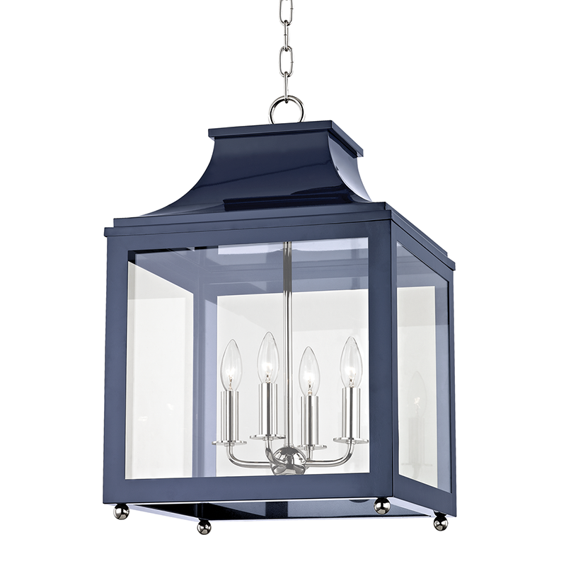 Mitzi by Hudson Valley Lighting Leigh Large Pendant Polished Nickel, Navy
