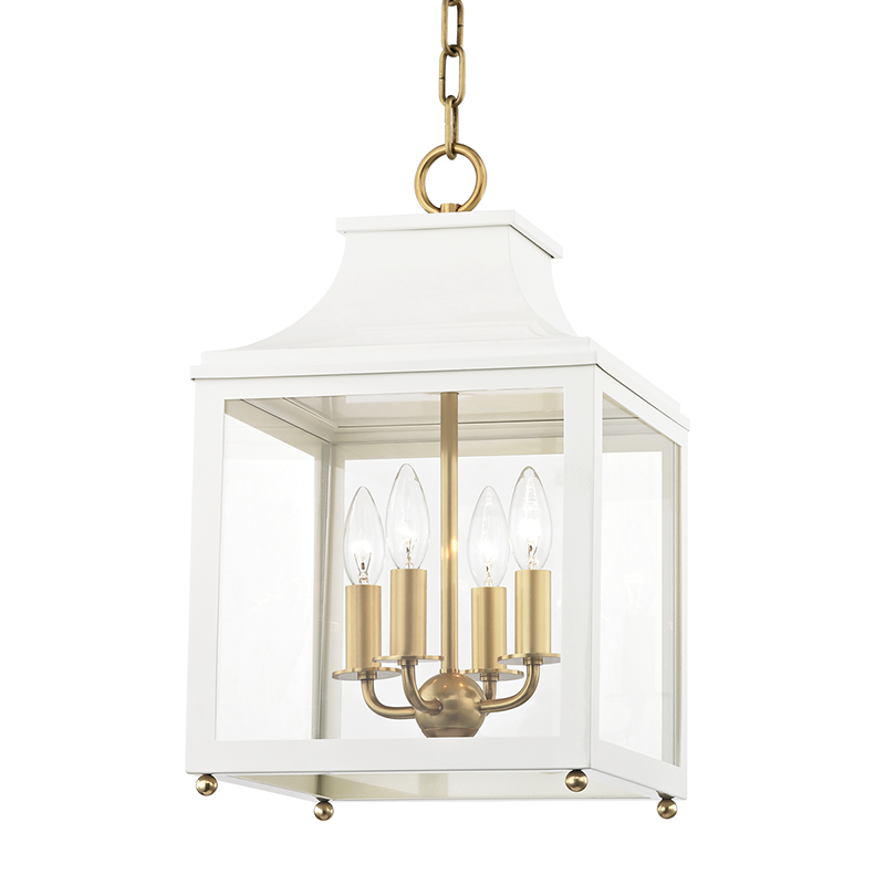 Mitzi by Hudson Valley Lighting Leigh Small Pendant Antique Brass, Aged Brass, Off White