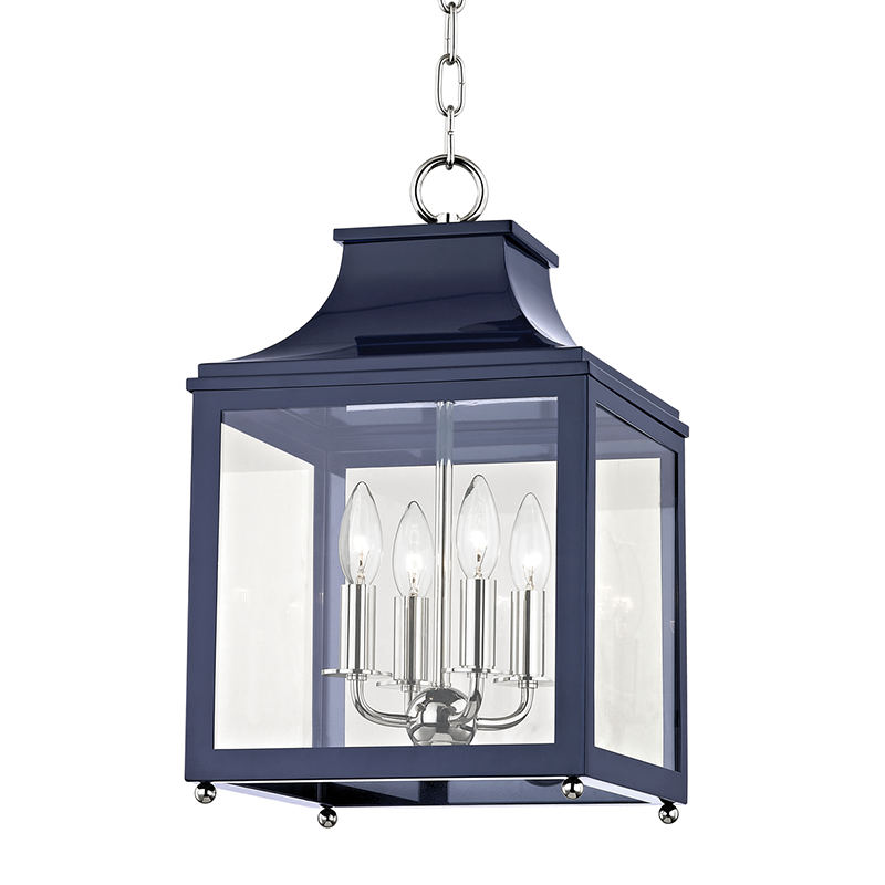 Mitzi by Hudson Valley Lighting Leigh Small Pendant Polished Nickel, Navy