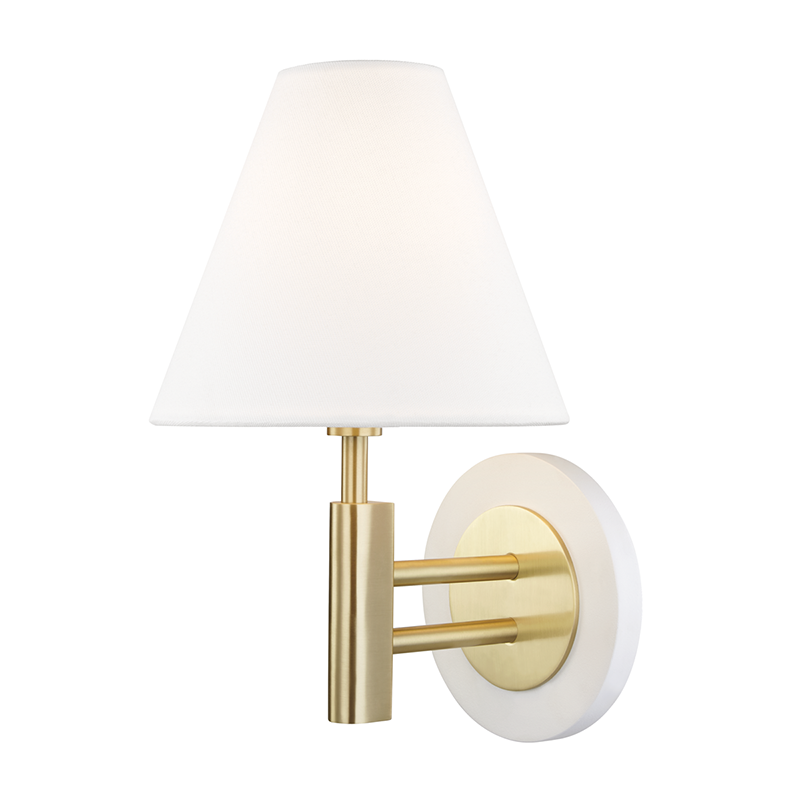 Mitzi by Hudson Valley Lighting Robbie Wall Sconce Antique Brass, Aged Brass, Off White