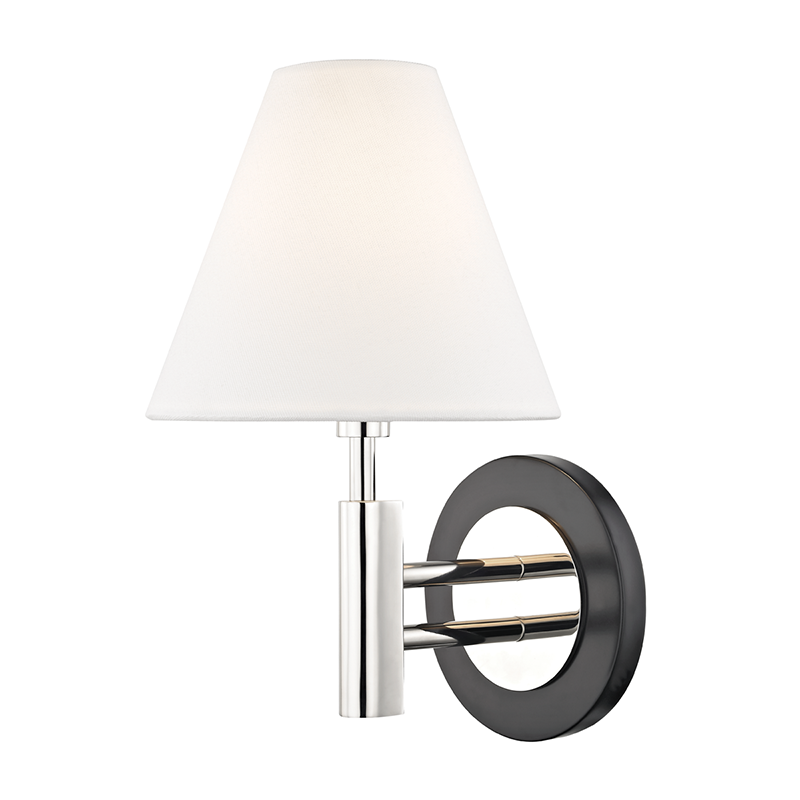 Mitzi by Hudson Valley Lighting Robbie Wall Sconce Polished Nickel, Black