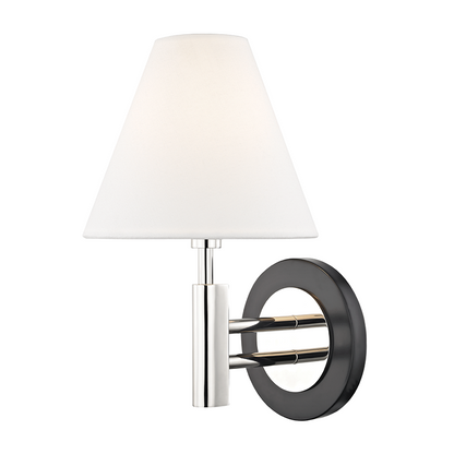 Mitzi by Hudson Valley Lighting Robbie Wall Sconce Polished Nickel, Black