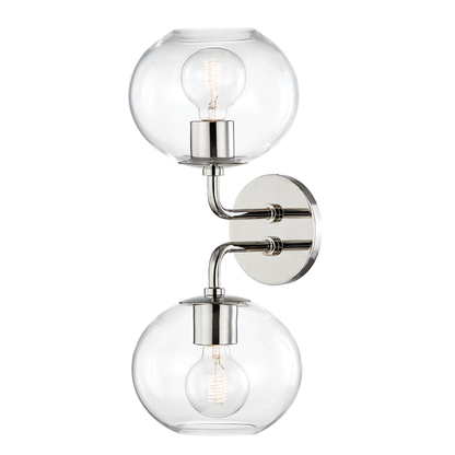 Mitzi by Hudson Valley Lighting Margot Wall Sconce Nickel, Polished Nickel