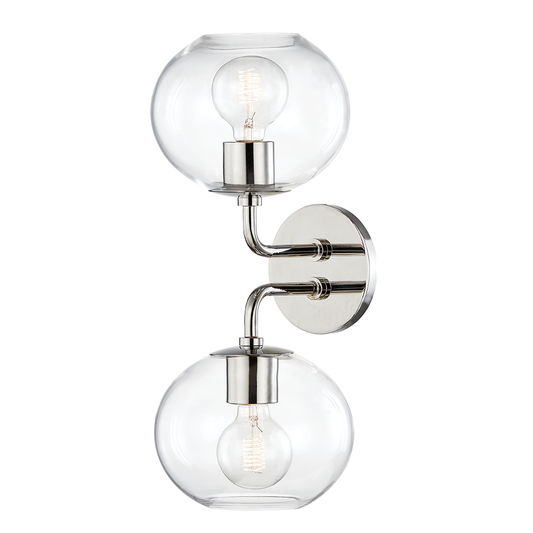 Mitzi by Hudson Valley Lighting Margot Wall Sconce Nickel, Polished Nickel