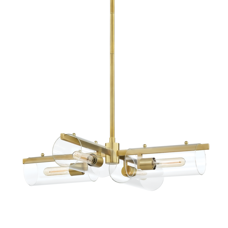 Mitzi by Hudson Valley Lighting Ariel Chandelier Antique Brass, Aged Brass