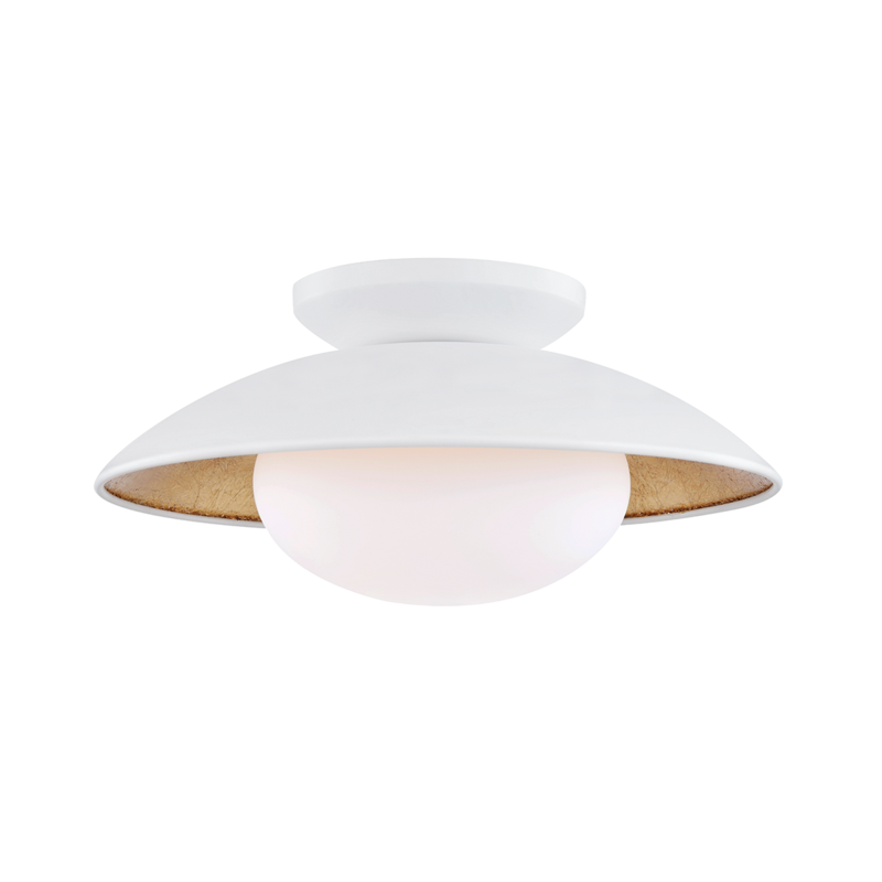 Mitzi by Hudson Valley Lighting Cadence Semi-Flush Mount White, Gold Leaf