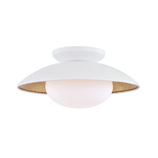 Mitzi by Hudson Valley Lighting Cadence Semi-Flush Mount White, Gold Leaf