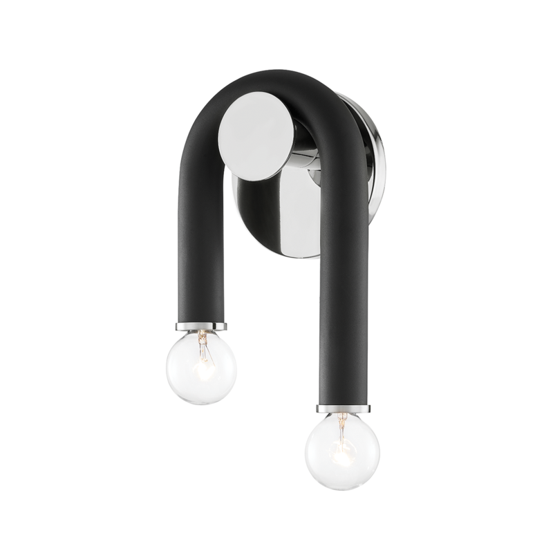 Mitzi by Hudson Valley Lighting Whit Wall Sconce Polished Nickel, Black