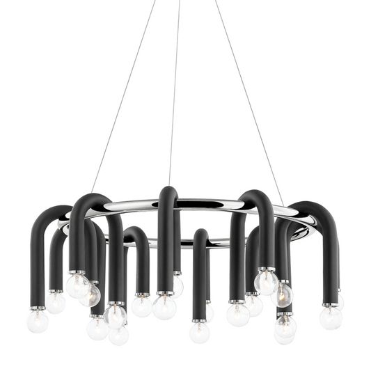 Mitzi by Hudson Valley Lighting Whit Chandelier Polished Nickel, Black