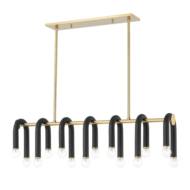 Mitzi by Hudson Valley Lighting Whit Island Light Aged Brass, Black