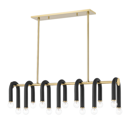 Mitzi by Hudson Valley Lighting Whit Island Light Aged Brass, Black