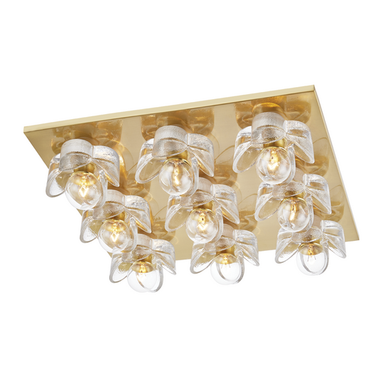 Mitzi by Hudson Valley Lighting Shea Flush Mount Antique Brass, Aged Brass