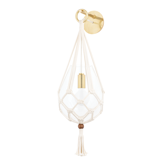 Mitzi by Hudson Valley Lighting Tessa Wall Sconce, 1-Light, Aged Brass, Clear Shade, 22.75"H (H411101-AGB 608UDHG) Brass, Antique Brass, Aged Brass