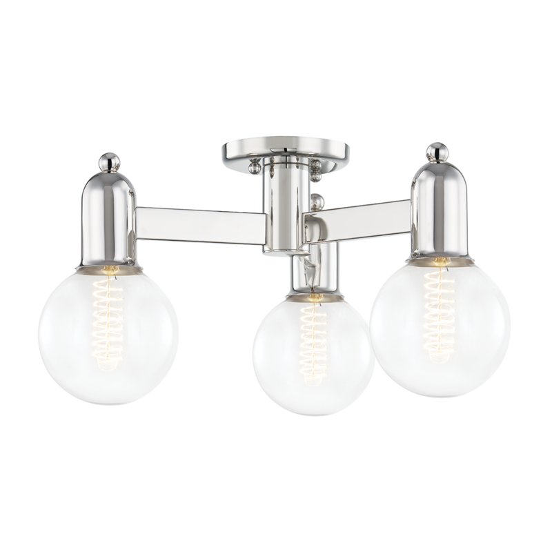 Mitzi by Hudson Valley Lighting Bryce Semi-Flush Mount Nickel, Polished Nickel