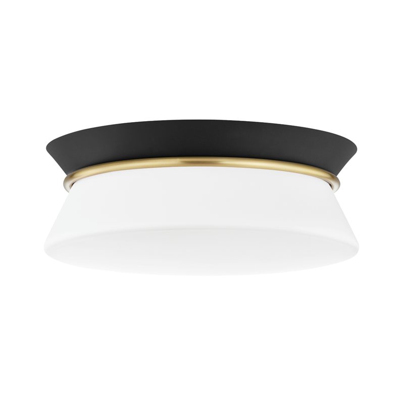 Mitzi by Hudson Valley Lighting Cath Flush Mount Aged Brass, Black