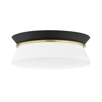 Mitzi by Hudson Valley Lighting Cath Flush Mount Aged Brass, Black