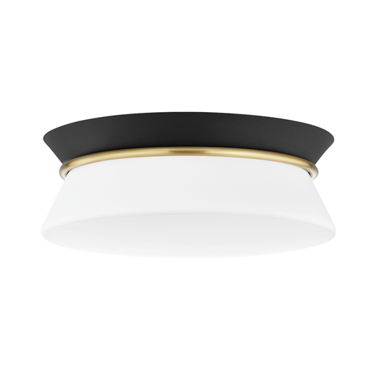 Mitzi by Hudson Valley Lighting Cath Flush Mount Aged Brass, Black