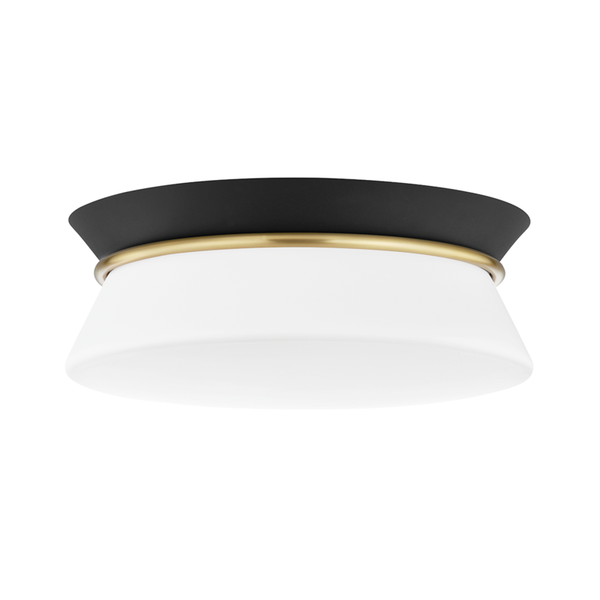 Mitzi by Hudson Valley Lighting Cath Flush Mount Aged Brass, Black