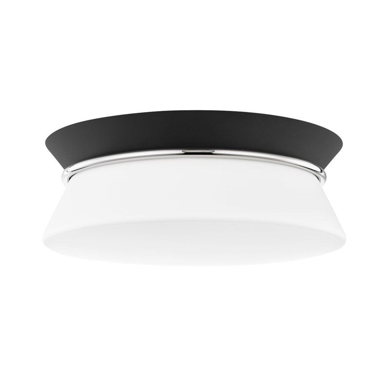 Mitzi by Hudson Valley Lighting Cath Flush Mount Polished Nickel, Black