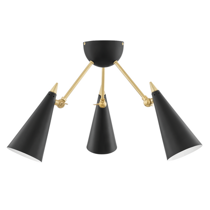Mitzi by Hudson Valley Lighting Moxie Semi-Flush Mount Aged Brass, Black