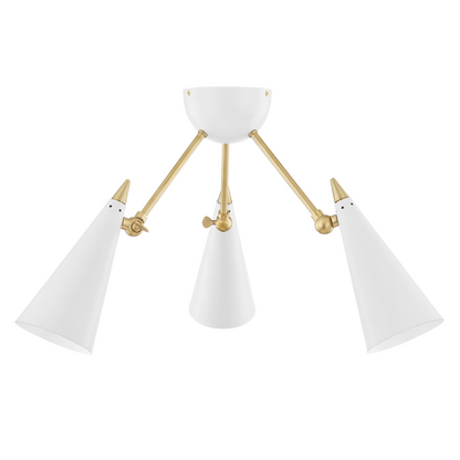 Mitzi by Hudson Valley Lighting Moxie Semi-Flush Mount Antique Brass, Aged Brass, Off White