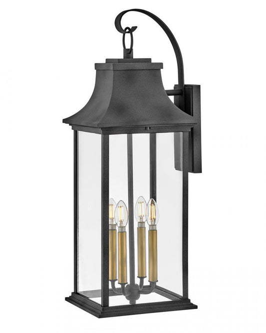 Hinkley Adair Wall Mount Lantern Aged Zinc, Heritage Brass
