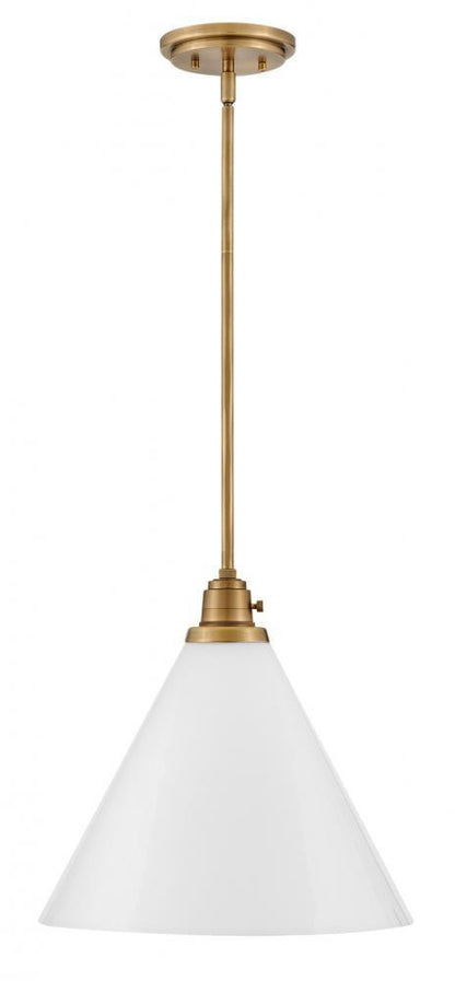Hinkley Arti Medium Pendant Heritage Brass Cased Opal Glass