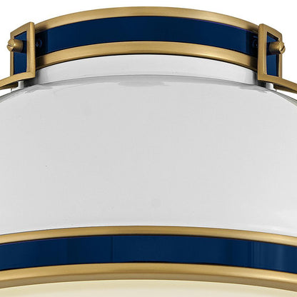 Hinkley Barton Medium Flush Mount Gloss White, Lacquered Brass, Vivid Navy 14.25"W x 8.5"H x 14.25"L