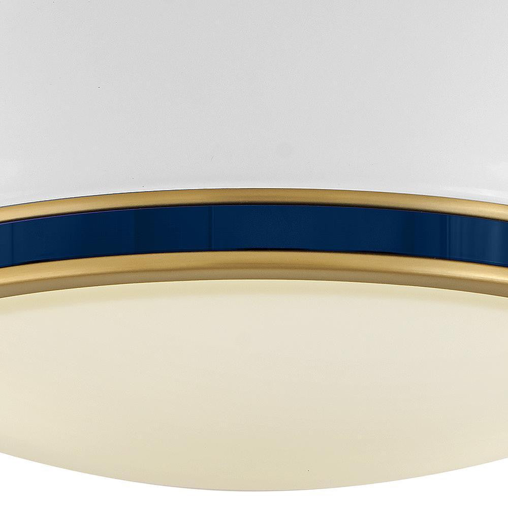 Hinkley Barton Medium Flush Mount Gloss White, Lacquered Brass, Vivid Navy 14.25"W x 8.5"H x 14.25"L
