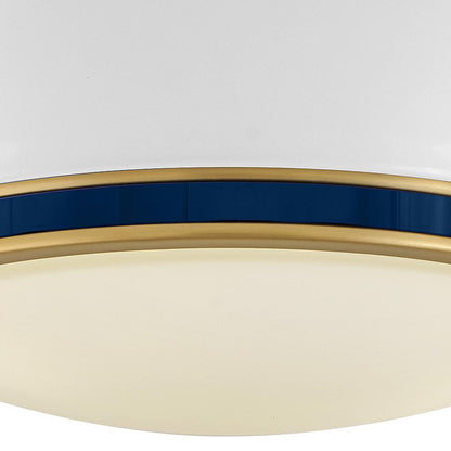 Hinkley Barton Medium Flush Mount Gloss White, Lacquered Brass, Vivid Navy 14.25"W x 8.5"H x 14.25"L