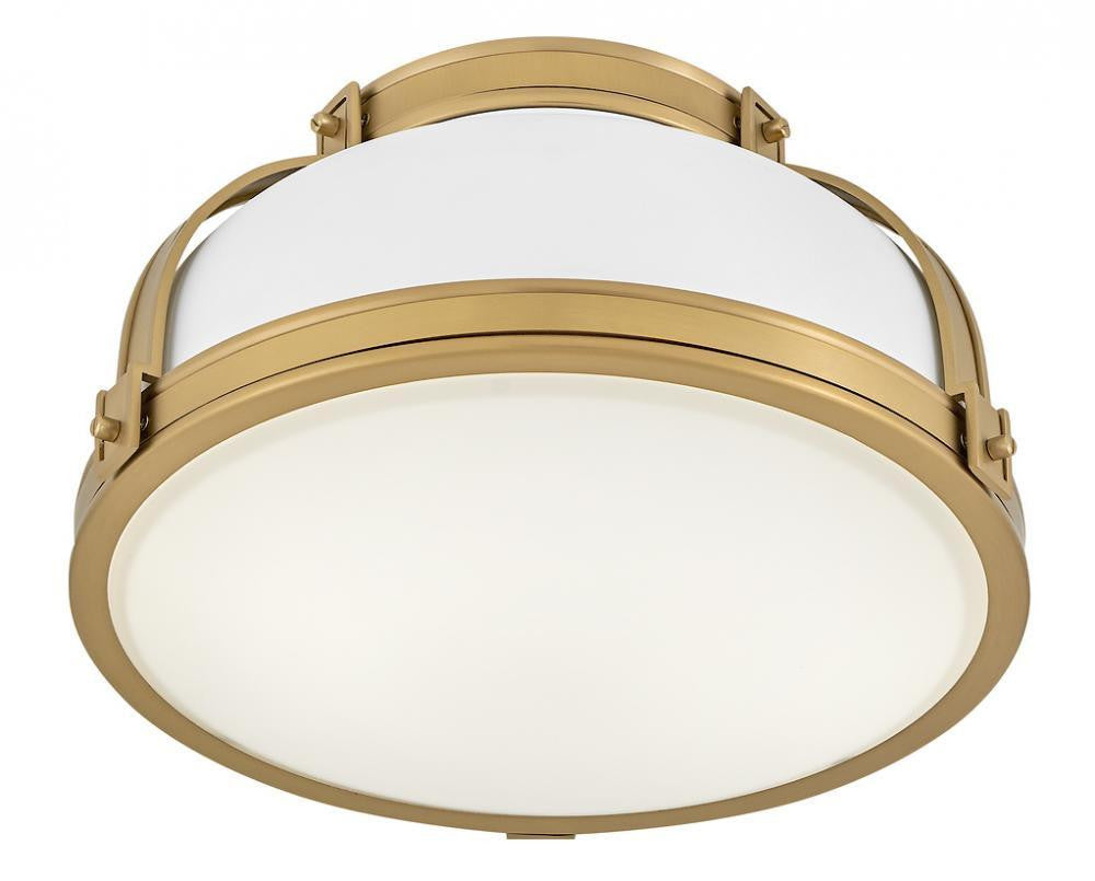Hinkley Barton Medium Flush Mount Matte White, Lacquered Brass 14.25"W x 8.5"H x 14.25"L