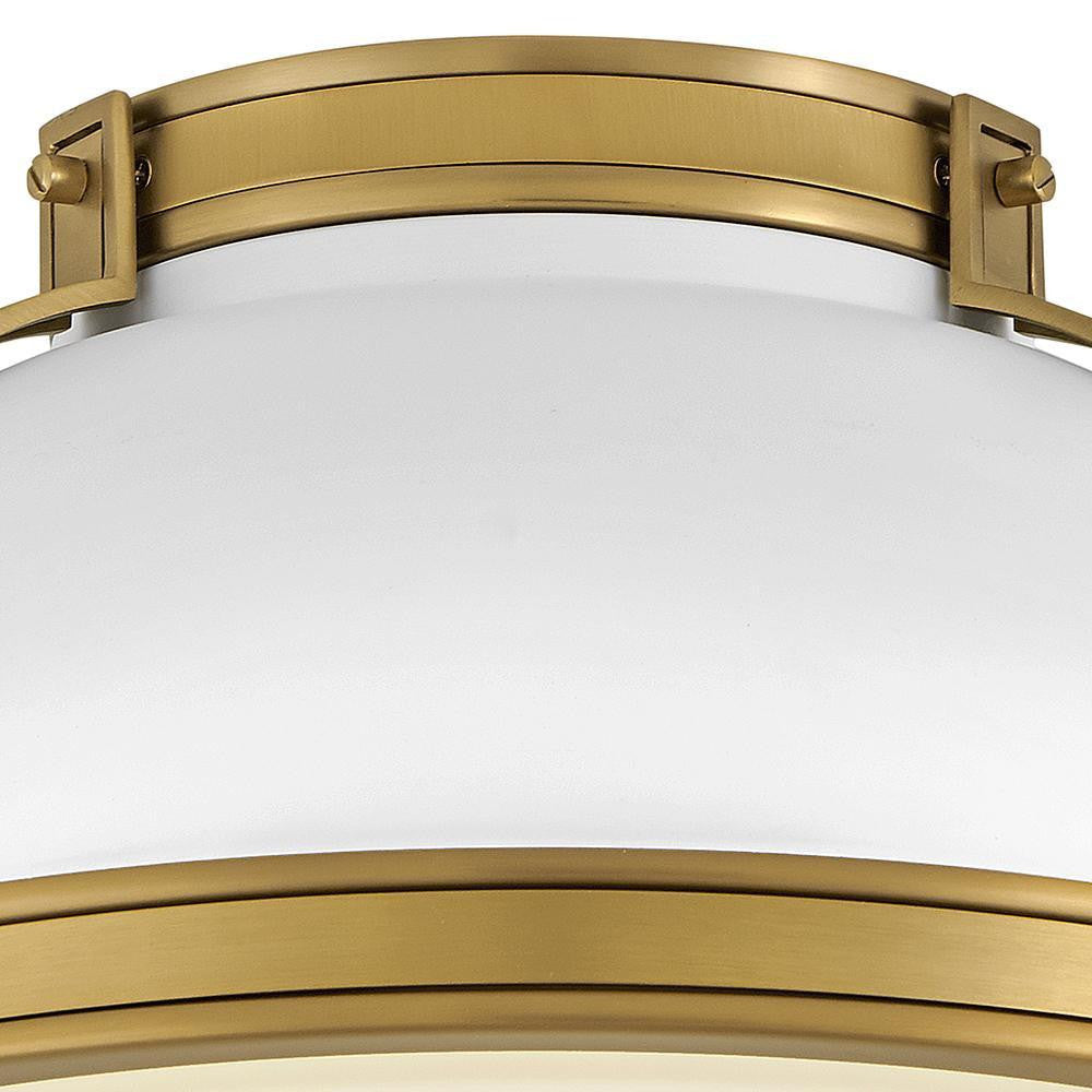Hinkley Barton Medium Flush Mount Matte White, Lacquered Brass 14.25"W x 8.5"H x 14.25"L