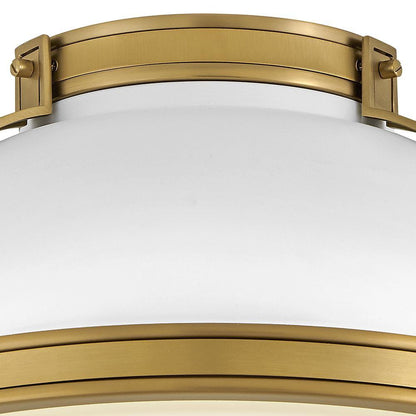 Hinkley Barton Medium Flush Mount Matte White, Lacquered Brass 14.25"W x 8.5"H x 14.25"L
