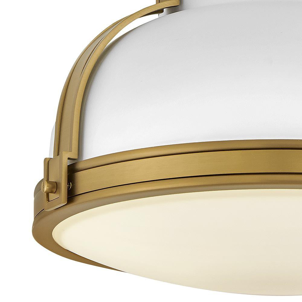Hinkley Barton Medium Flush Mount Matte White, Lacquered Brass 14.25"W x 8.5"H x 14.25"L