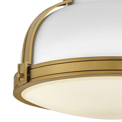 Hinkley Barton Medium Flush Mount Matte White, Lacquered Brass 14.25"W x 8.5"H x 14.25"L