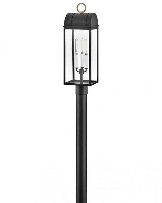 Hinkley Campell Large Post Mount Lantern Black, Burnished Bronze
