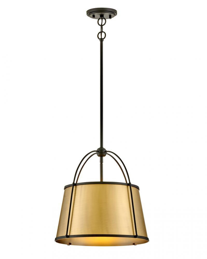 Hinkley Clarke Large Drum Pendant Black with Lacquered Dark Brass