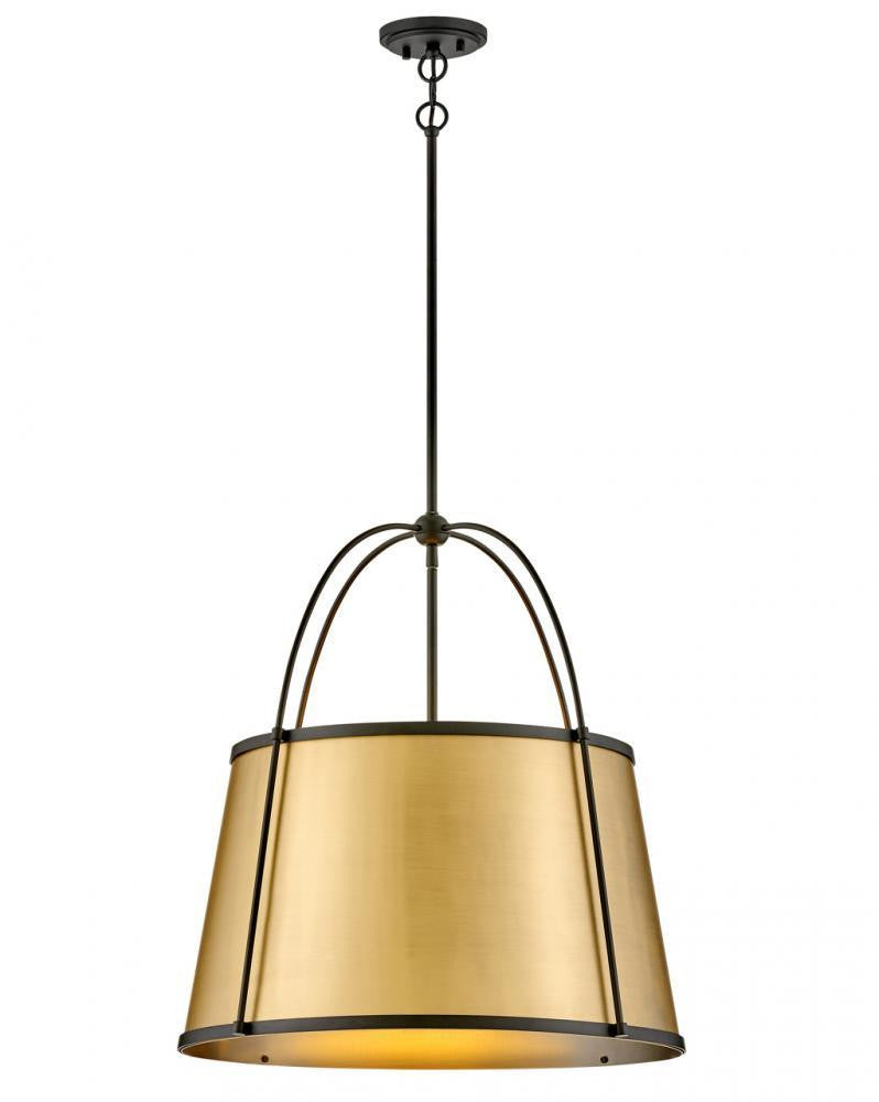 Hinkley Clarke Medium Drum Chandelier Black with Lacquered Dark Brass