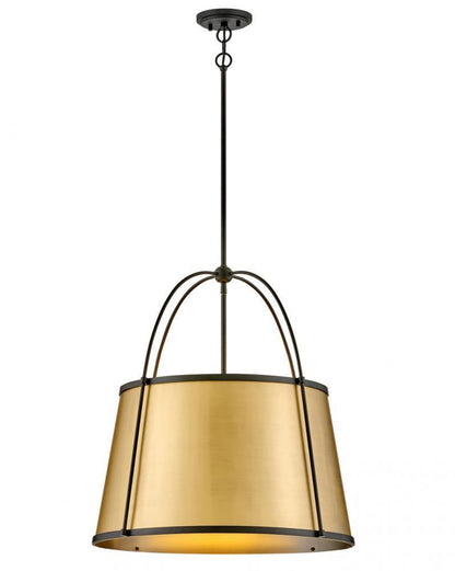 Hinkley Clarke Medium Drum Chandelier Black with Lacquered Dark Brass