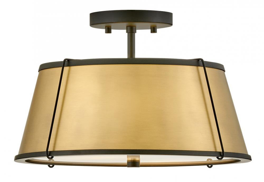 Hinkley Clarke Medium Semi-Flush Mount Black, Brass