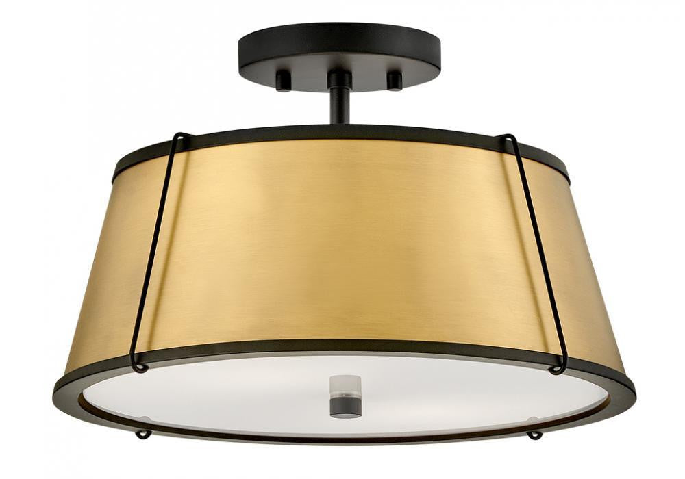 Hinkley Clarke Medium Semi-Flush Mount Black, Brass