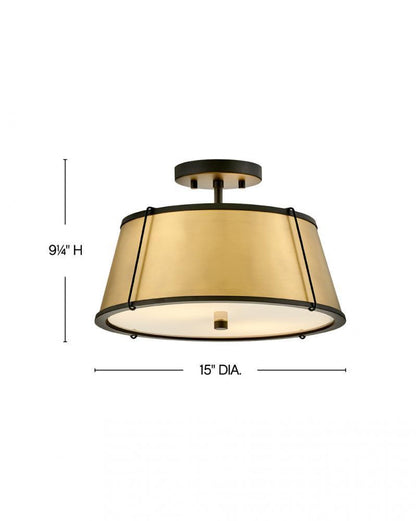 Hinkley Clarke Medium Semi-Flush Mount Black, Brass