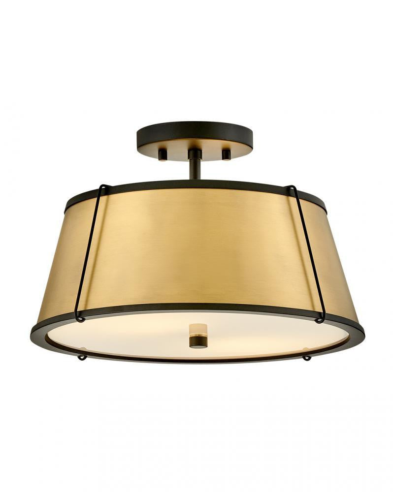 Hinkley Clarke Medium Semi-Flush Mount Black, Lacquered Dark Brass