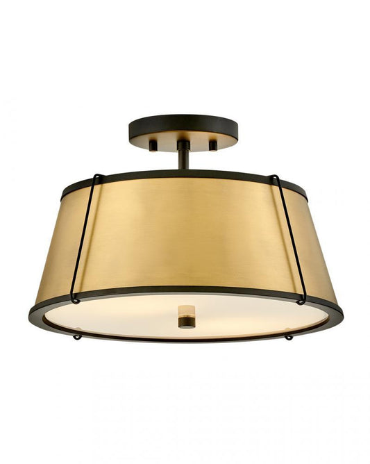Hinkley Clarke Medium Semi-Flush Mount Black, Lacquered Dark Brass