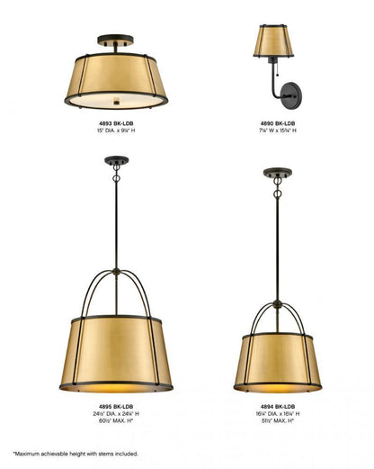 Hinkley Clarke Medium Semi-Flush Mount Black, Brass