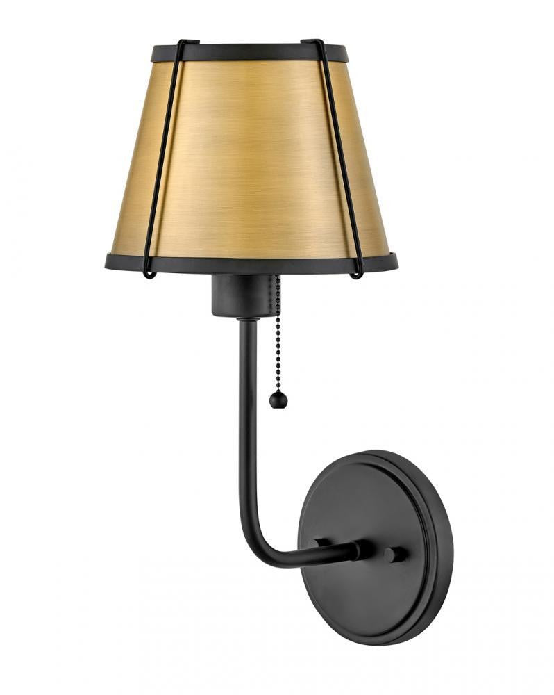 Hinkley Clarke Medium Single Light Sconce Black with Lacquered Dark Brass