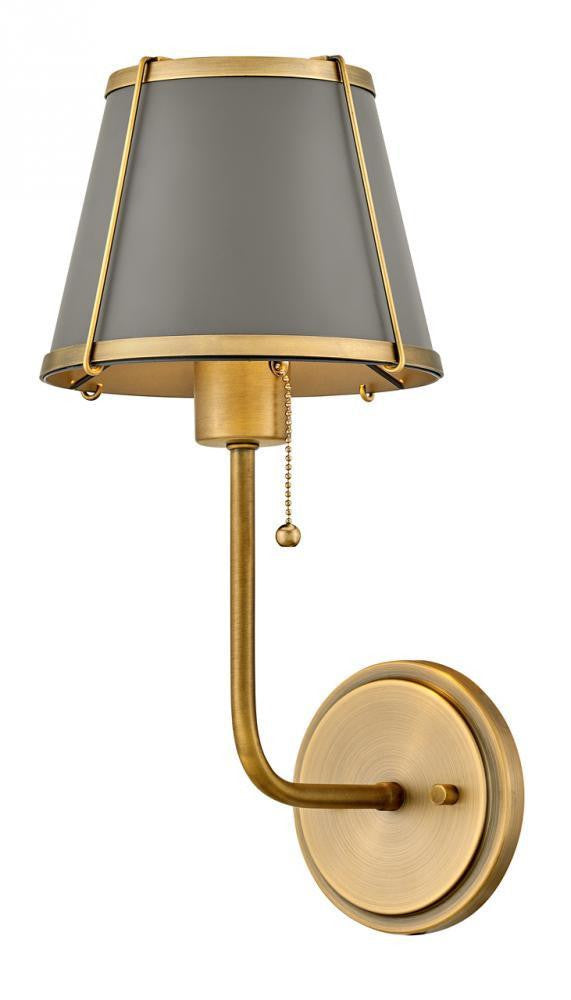Hinkley Clarke Medium Single Light Sconce Lacquered Dark Brass with Dark Matte Grey