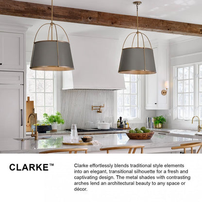 Hinkley Clarke Medium Single Light Sconce Lacquered Dark Brass, Dark Matte Grey 7.25"W x 15.75"H x 8.75"L Metal Shade
