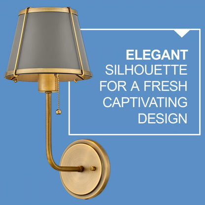 Hinkley Clarke Medium Single Light Sconce Lacquered Dark Brass, Dark Matte Grey 7.25"W x 15.75"H x 8.75"L Metal Shade